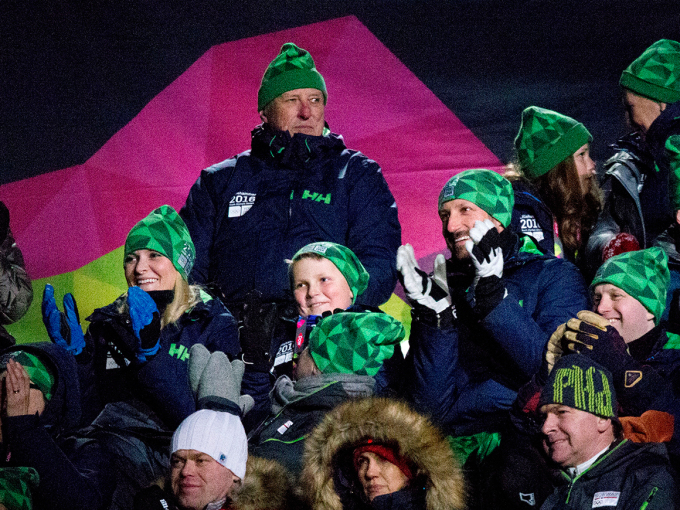 The Royal Family in the stands during the opening of the Youth Olympic Games. Photo: Geir Olsen / NTB scanpix